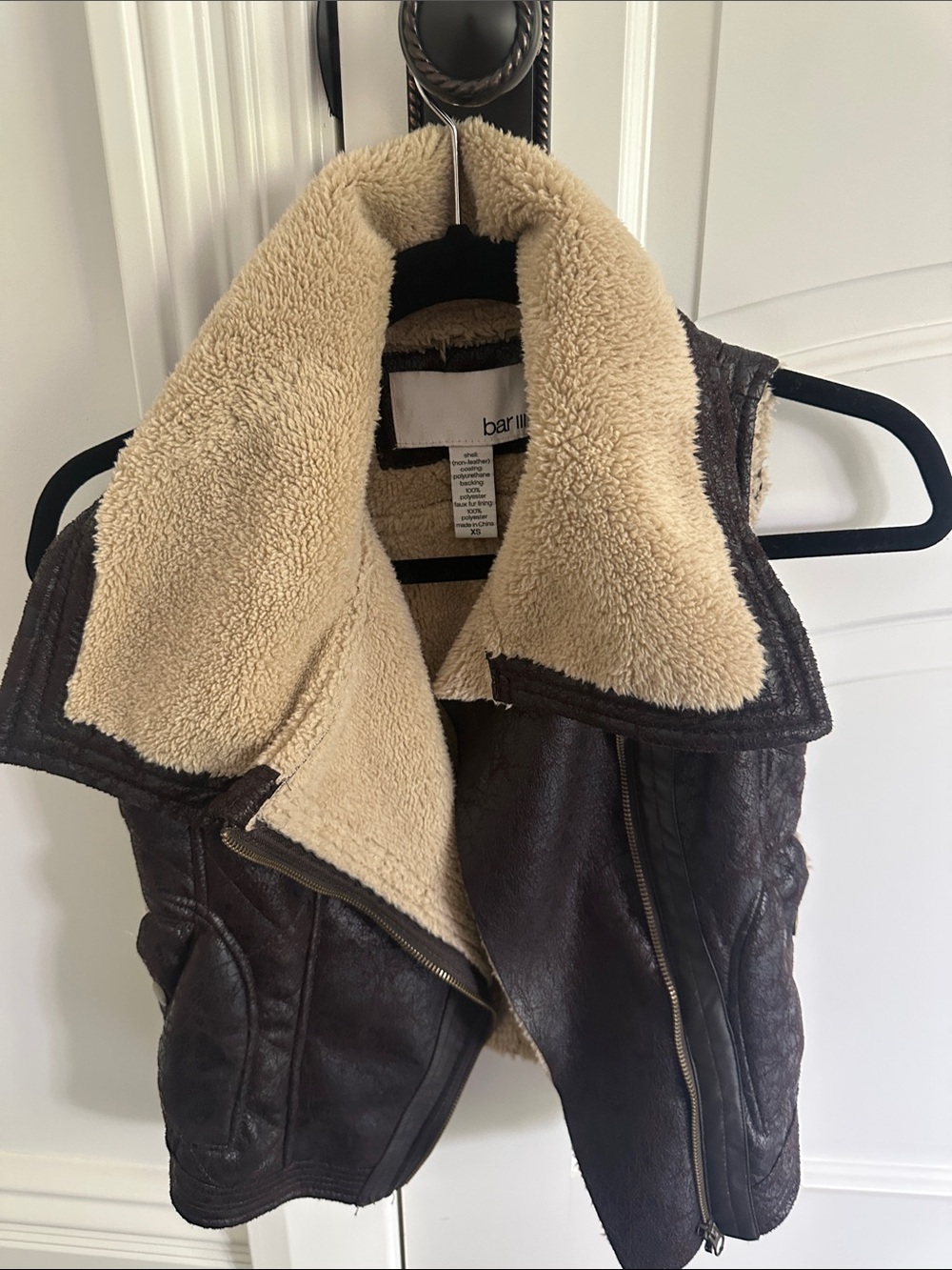 Bar III Brown Faux-Suede Teddy Vest with Cream Sherpa Lining